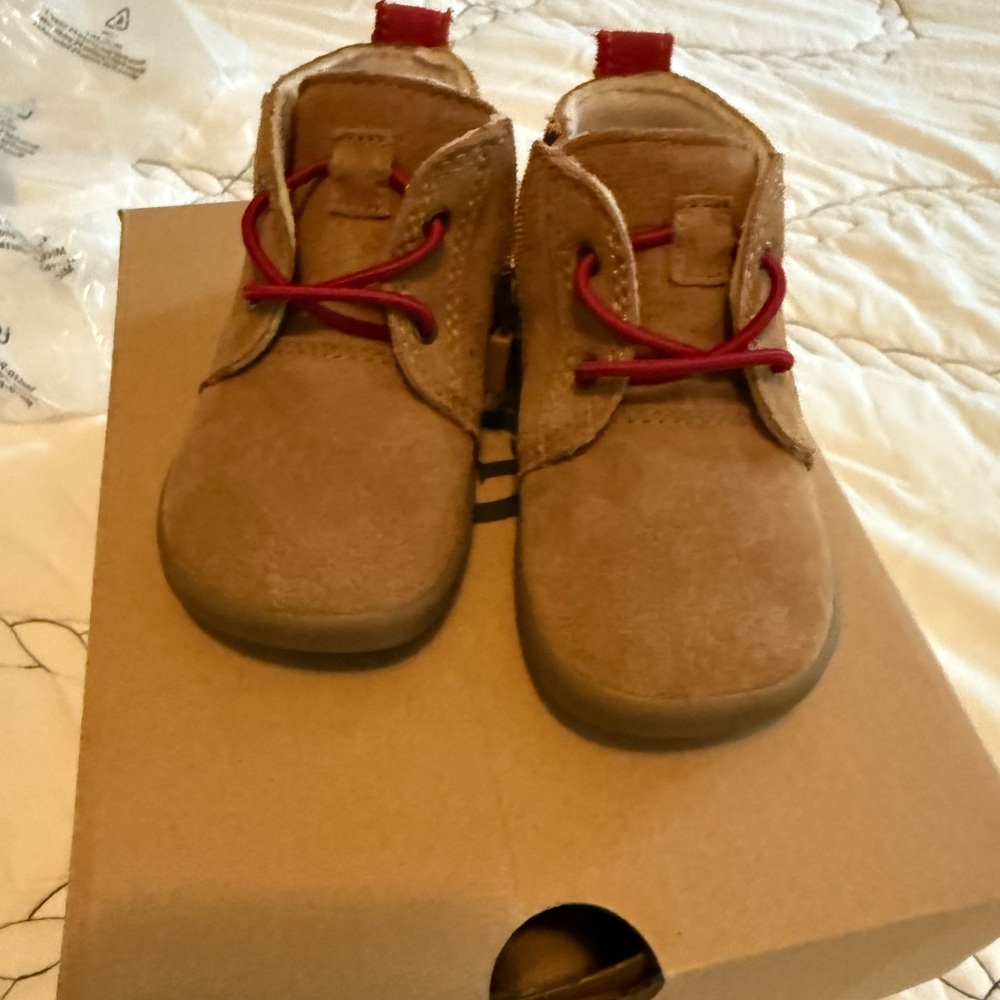 UGG Tan and Red Suede Boots